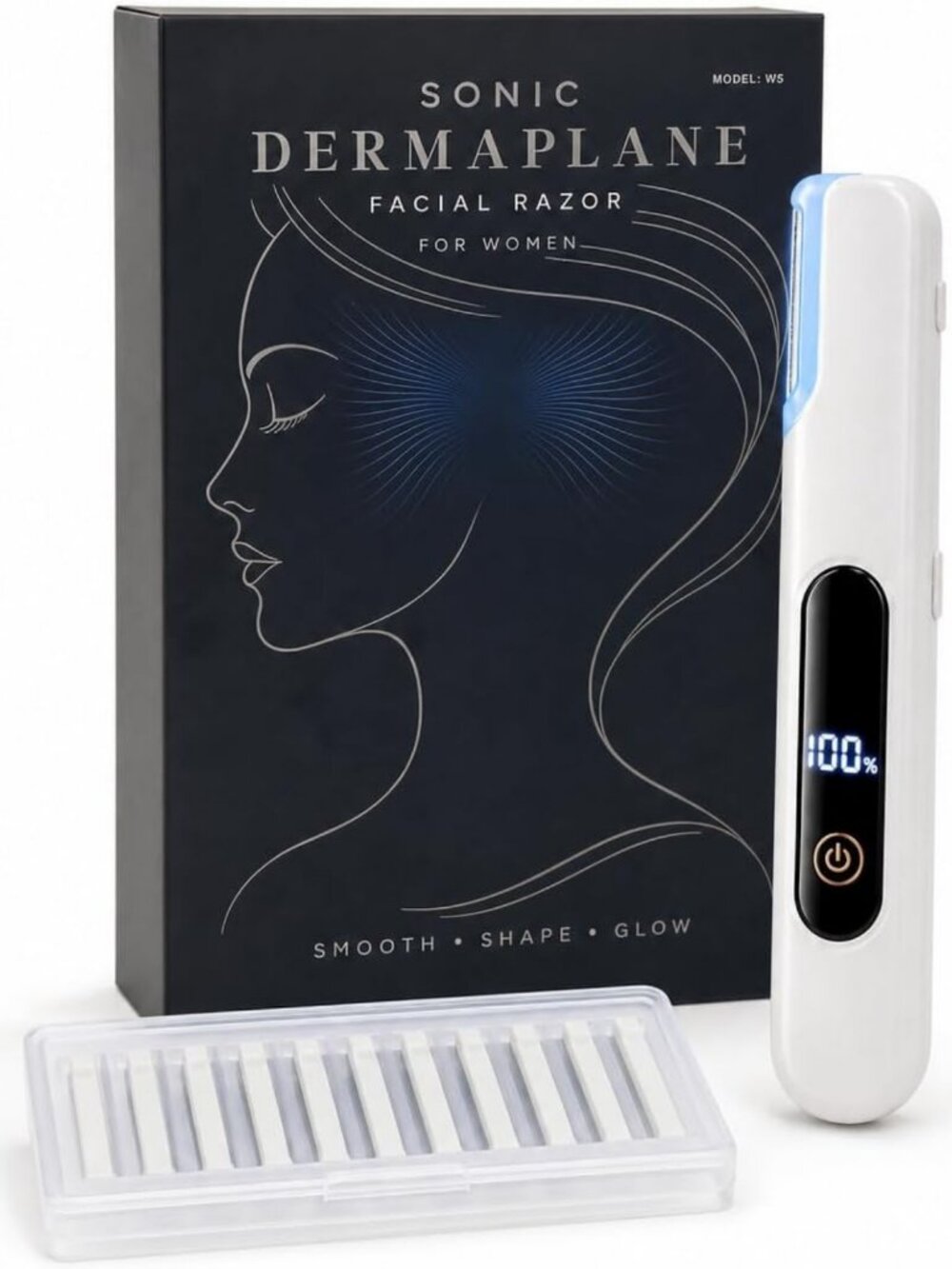 LED Sonic Dermaplaning Tool for Women, Peach Fuzz Remover, Pure White Skin Care